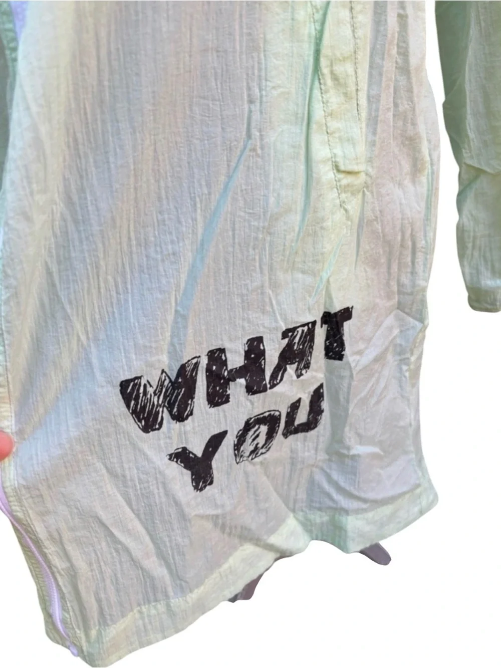 Edgy Graphic Green Oversized Grunge Lite Windbreaker Athleisure  Streetwear L